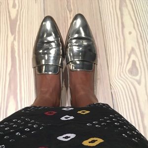 J CREW Silver loafer